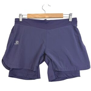 Salomon AdvancedSkin ActiveDry 2-in-1 Running Shorts Purple Womens Medium